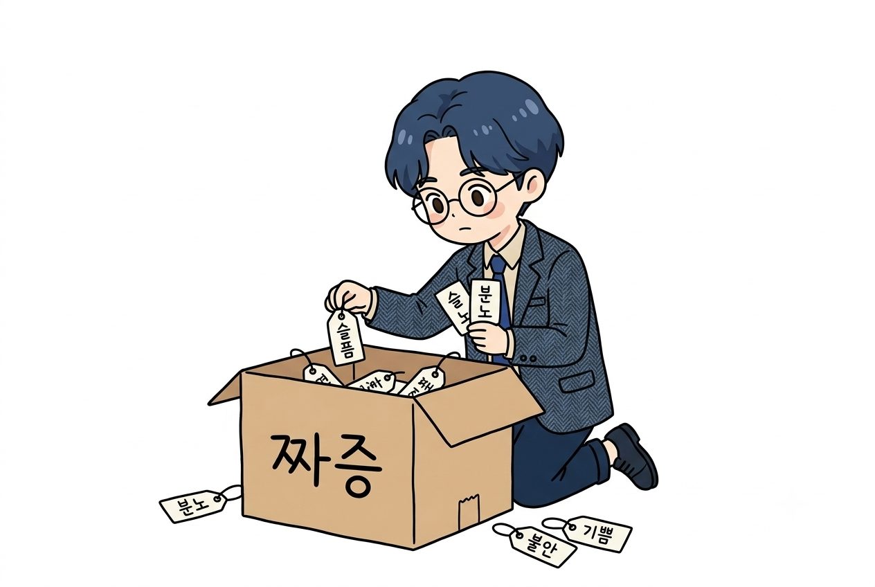 사실 갖가지 감정인데 '짜증'이라는 단일 감정으로 나타나지요.